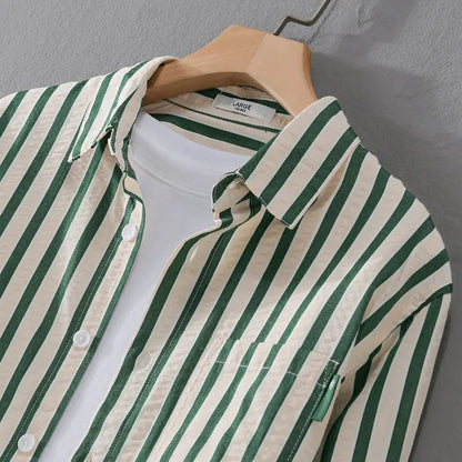 Claudio | Men’s Vertical Stripe Casual Button-Up Shirt