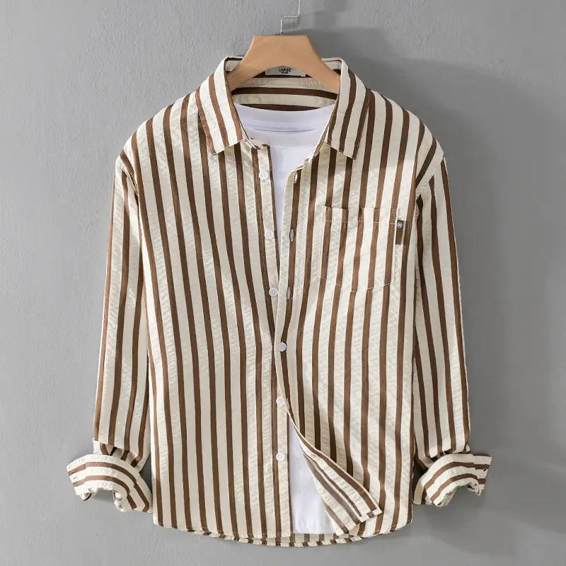 Claudio | Men’s Vertical Stripe Casual Button-Up Shirt
