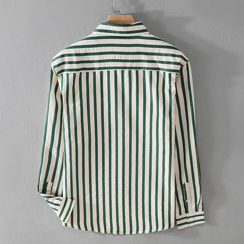 Claudio | Men’s Vertical Stripe Casual Button-Up Shirt