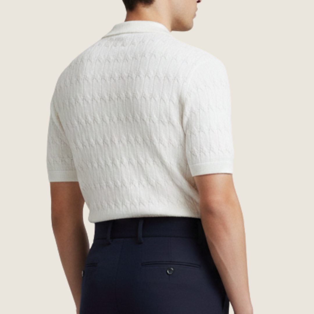 Gaspard | Men’s Textured Knit Short Sleeve Polo Shirt