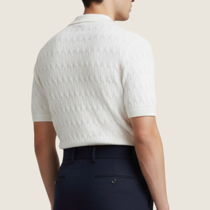 Gaspard | Men’s Textured Knit Short Sleeve Polo Shirt
