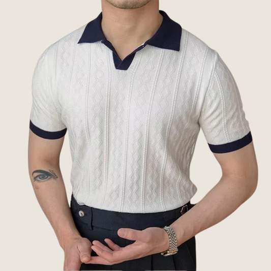 Dante | Men’s Textured Contrast Collar Polo Shirt
