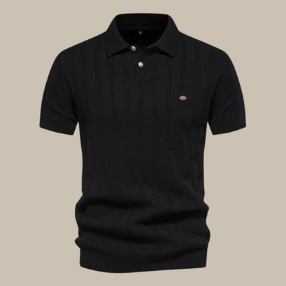 Stefano | Men’s Textured Button Polo Knit Shirt