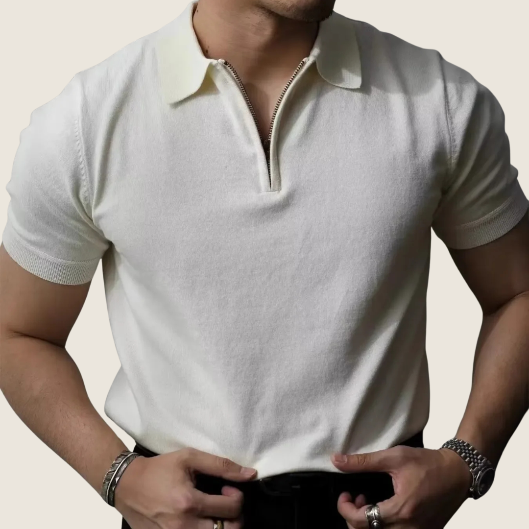 Luca | Men’s Minimalist Zip Collar Polo Shirt