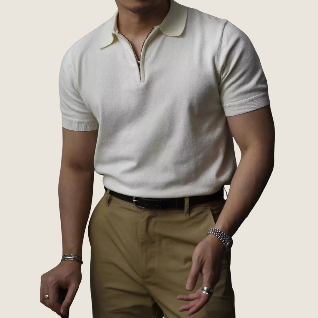 Luca | Men’s Minimalist Zip Collar Polo Shirt