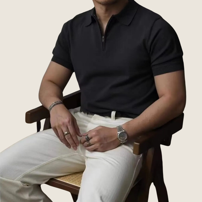 Luca | Men’s Minimalist Zip Collar Polo Shirt