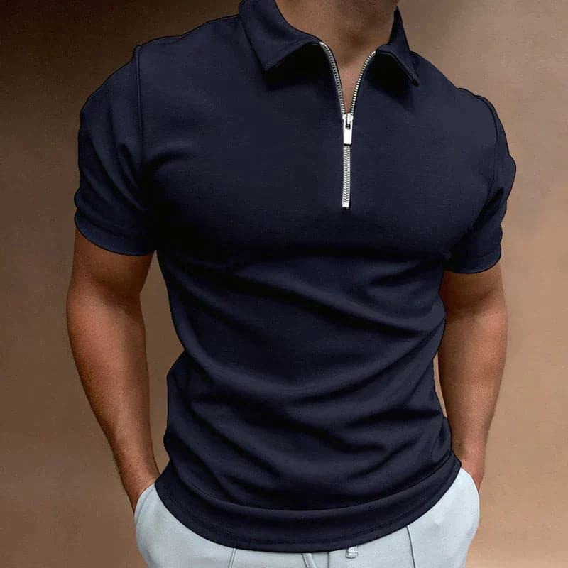 Enzo | Men’s Half-Zip Mock Neck Polo Shirt