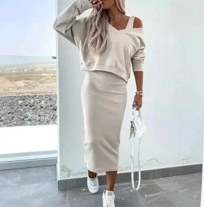 Barbara | Women's Casual-Set with Knit Sweater and Midi Dress