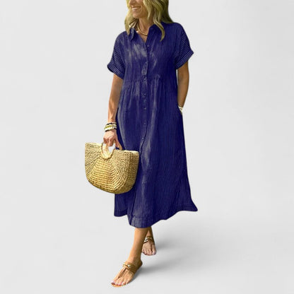Maja | Women's Relaxed Striped Shirt-Midi Dress