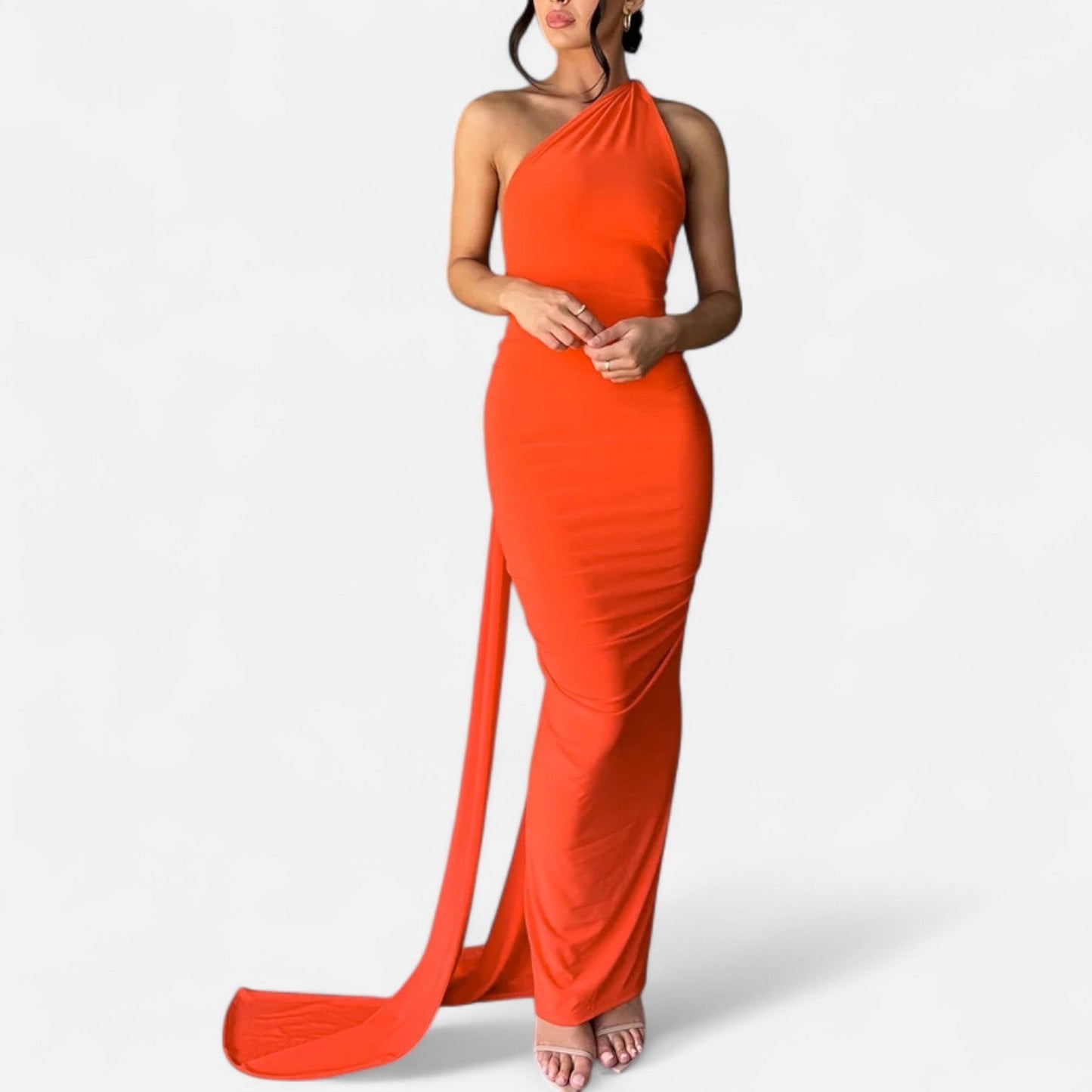Lara | Women's Maxi Dress with One-Shoulder-Halter Neck