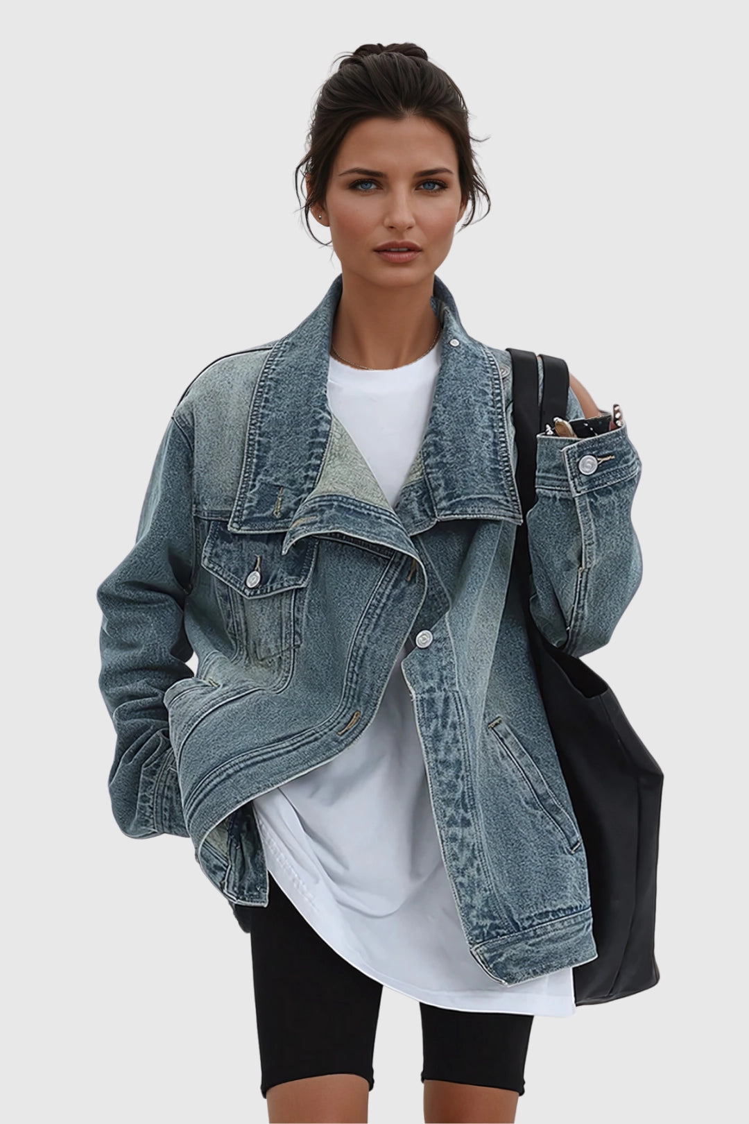 Zola | Women's Oversized Asymmetric Button-Up Denim Jacket