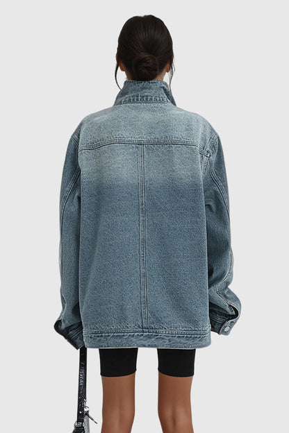 Zola | Women's Oversized Asymmetric Button-Up Denim Jacket