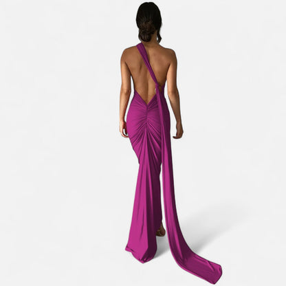 Lara | Women's Maxi Dress with One-Shoulder-Halter Neck
