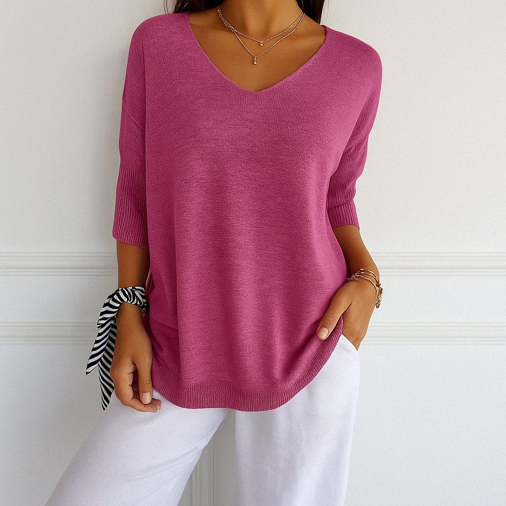 Frankie | Women's Breathable V-Neck Relaxed Summer Sweater