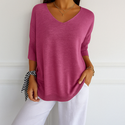 Frankie | Women's Breathable V-Neck Relaxed Summer Sweater
