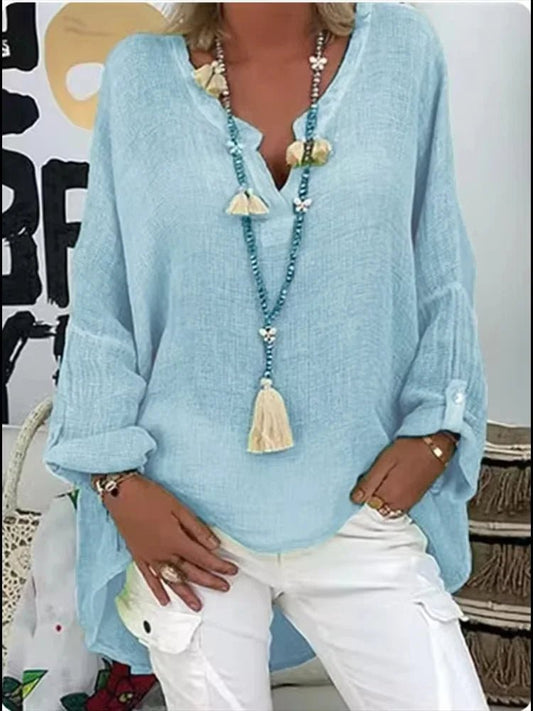 Annastella | Women's V-Neck Relaxed Work Blouse
