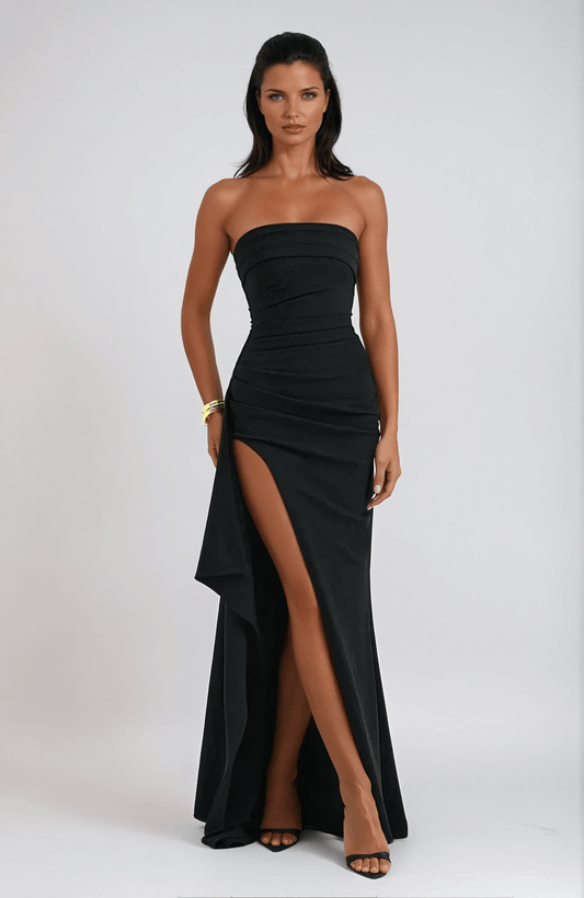 Claudia | Women's Strapless Maxi Dress with Slit for Guests