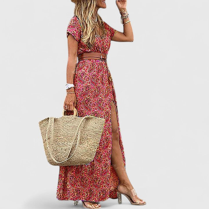 Anke | Women's Casual Boho-Maxi Dress with V-Neck