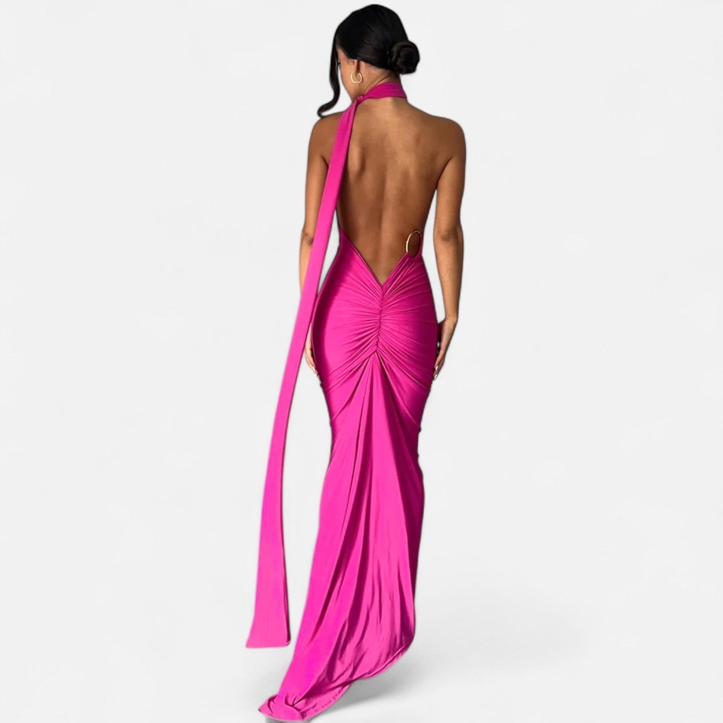 Lara | Women's Maxi Dress with One-Shoulder-Halter Neck