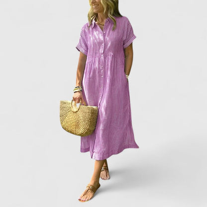Maja | Women's Relaxed Striped Shirt-Midi Dress