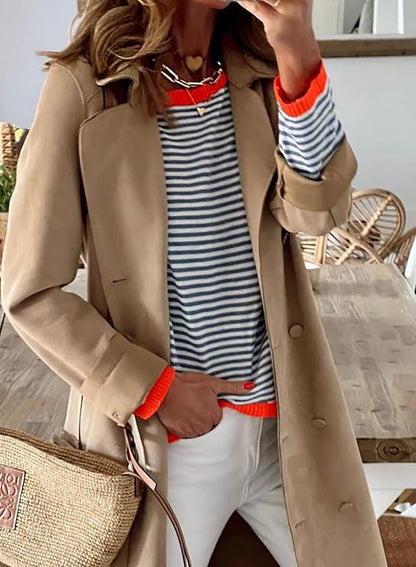 Riley | Grey-And-White Striped Top