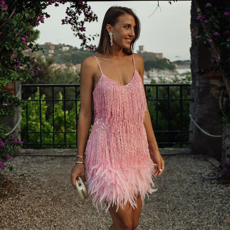 Edith | Women's Summer Figure-Hugging Cocktail Mini Dress with Sequin