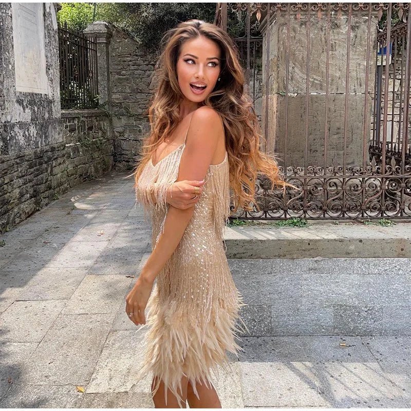Edith | Women's Summer Figure-Hugging Cocktail Mini Dress with Sequin
