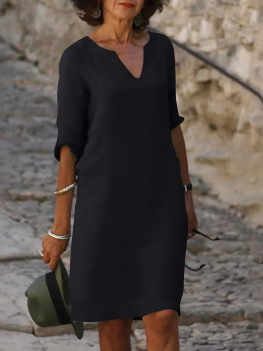 Albina | Women's V-Neck Pleated Elegant Dress