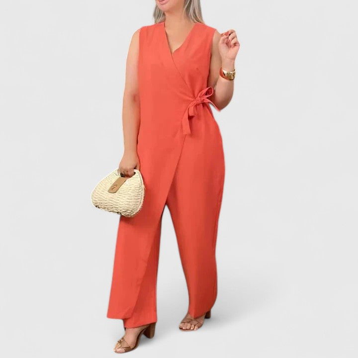 Emma | Women’s Sleeveless Jumpsuit with Wrap Detail and Waist Belt