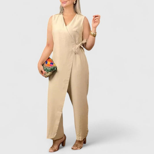Emma | Women’s Sleeveless Jumpsuit with Wrap Detail and Waist Belt