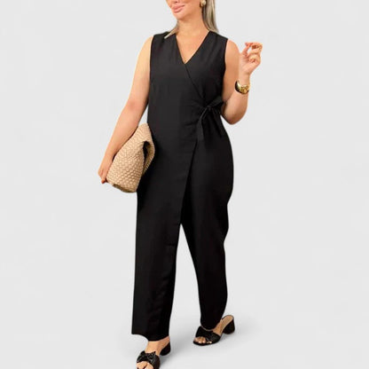 Emma | Women’s Sleeveless Jumpsuit with Wrap Detail and Waist Belt