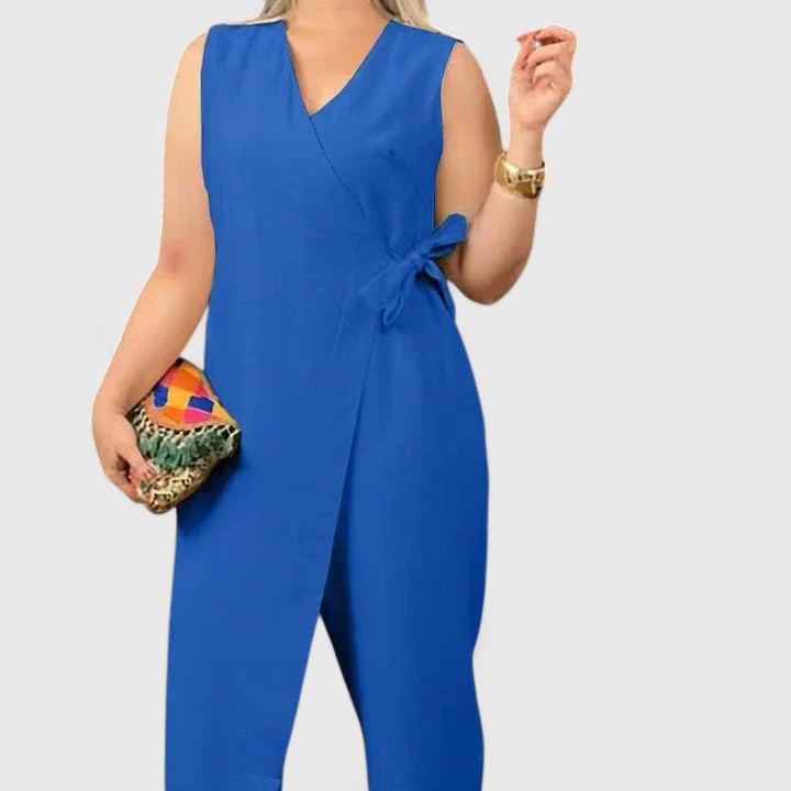 Emma | Women’s Sleeveless Jumpsuit with Wrap Detail and Waist Belt