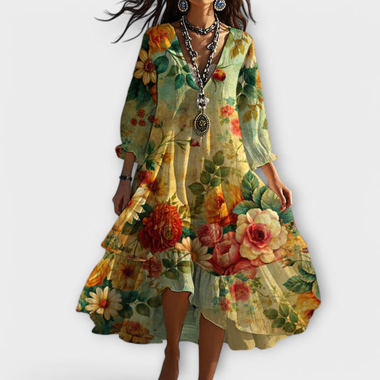 Eva | Women's Vintage Boho V-Neck Summer Dress