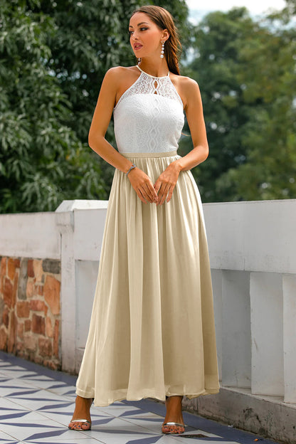 Nicole | Women's Halter Maxi Dress for Wedding Guests
