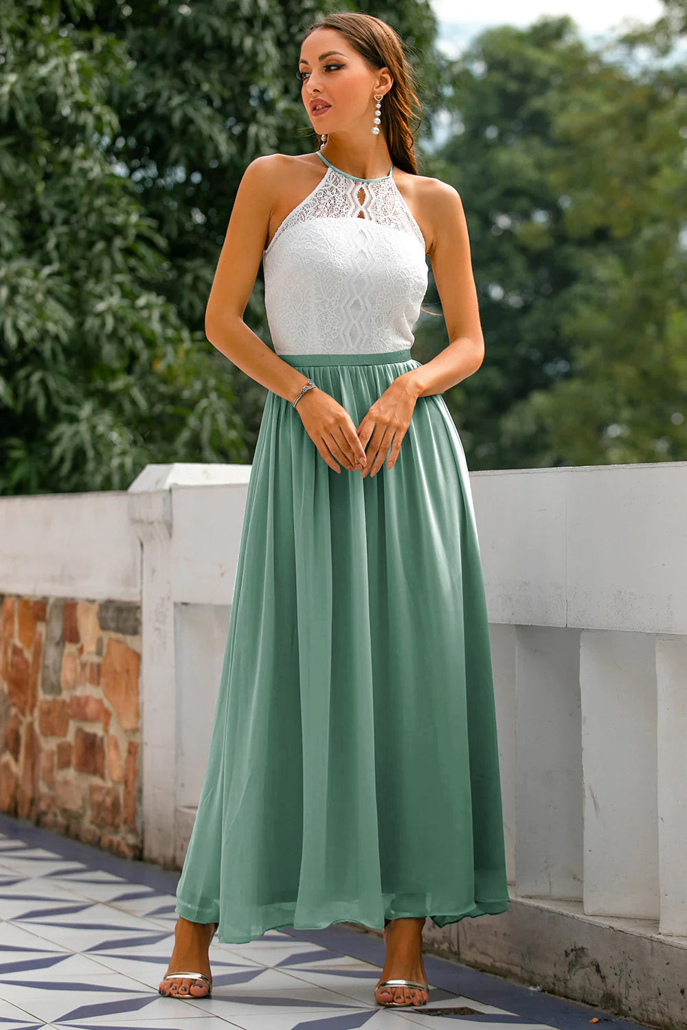 Nicole | Women's Halter Maxi Dress for Wedding Guests