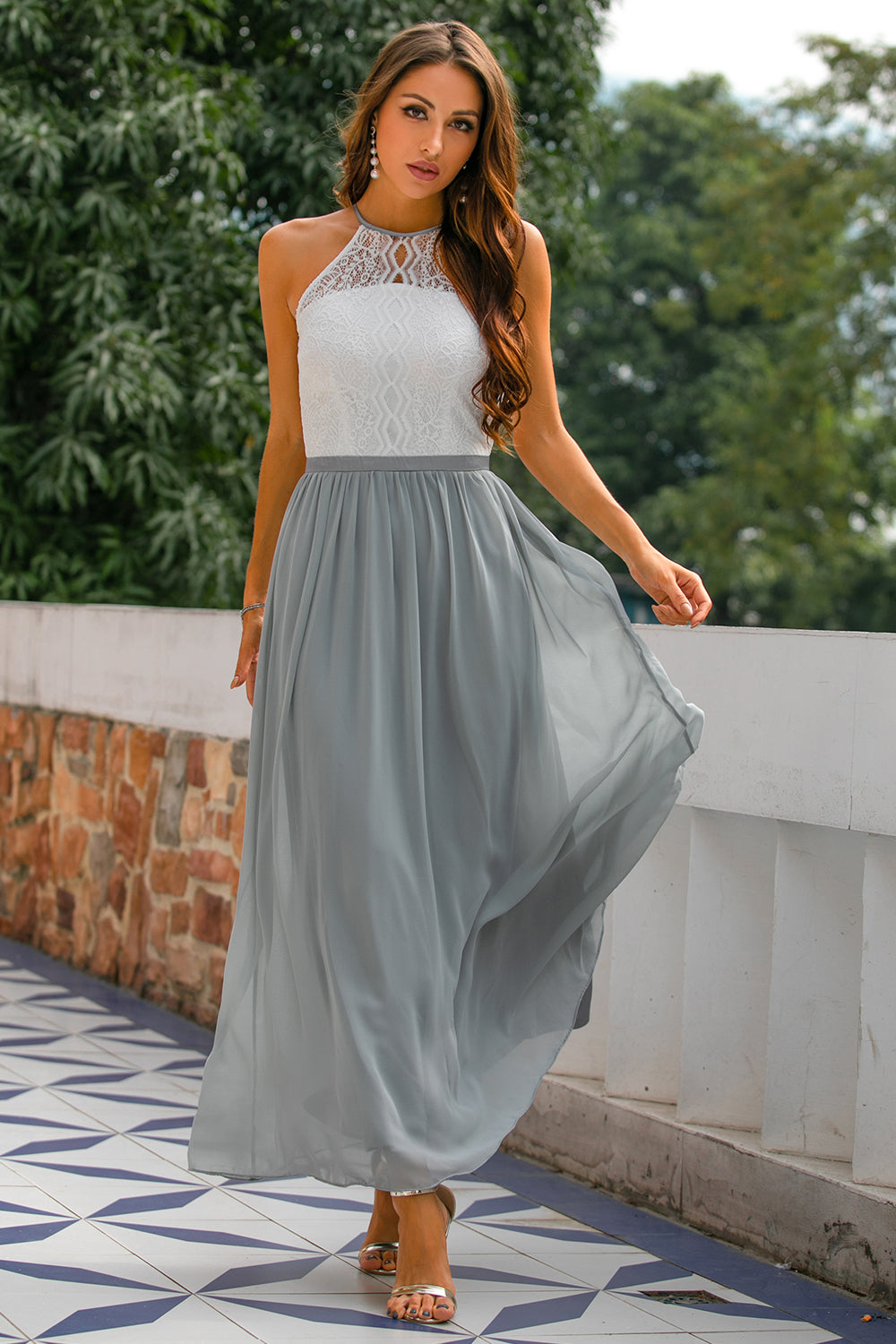 Nicole | Women's Halter Maxi Dress for Wedding Guests
