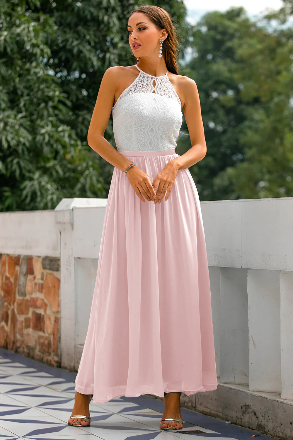 Nicole | Women's Halter Maxi Dress for Wedding Guests