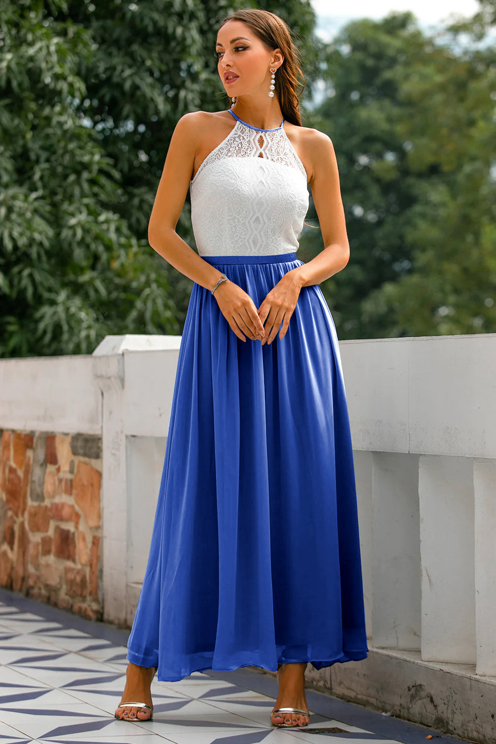 Nicole | Women's Halter Maxi Dress for Wedding Guests