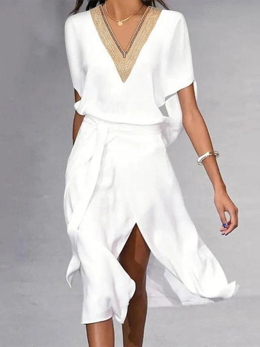 Gabriela | Women's Summer Midi Dress with V Neckline