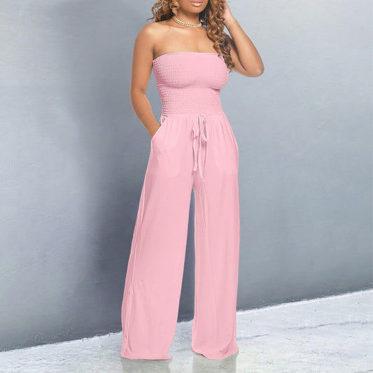 Fortunata | Women's Breathable Wide-Leg Off-Shoulder Beach Jumpsuit