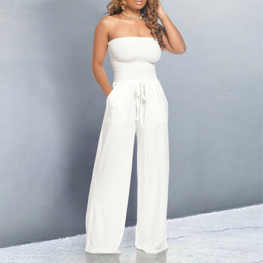 Fortunata | Women's Breathable Wide-Leg Off-Shoulder Beach Jumpsuit