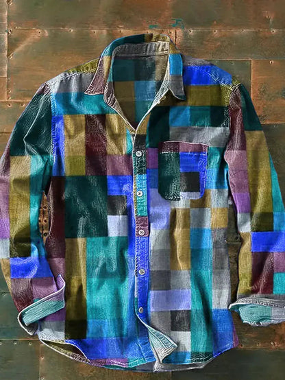 Massimo | Men’s Long Sleeve Patchwork Utility Shirt
