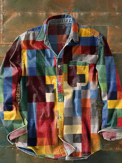 Massimo | Men’s Long Sleeve Patchwork Utility Shirt