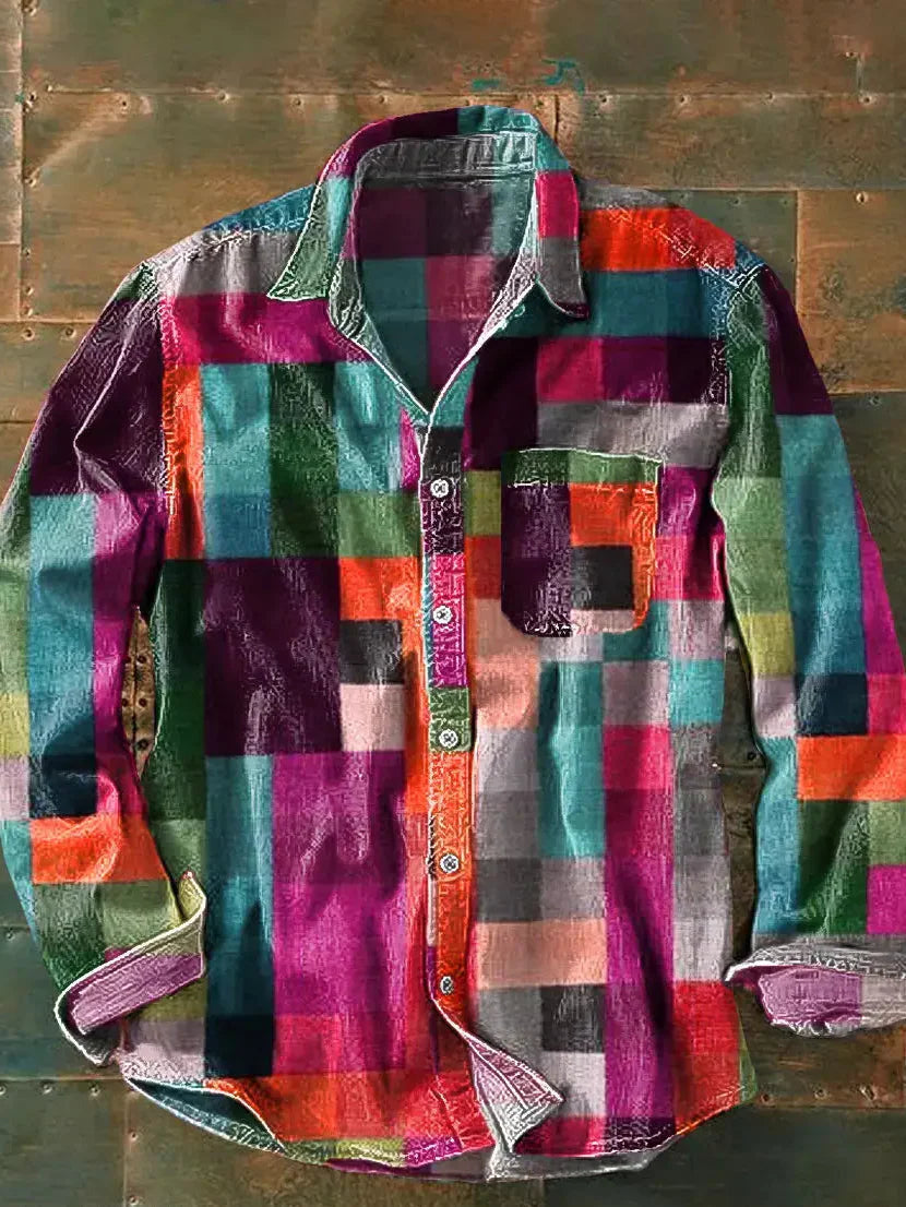 Massimo | Men’s Long Sleeve Patchwork Utility Shirt