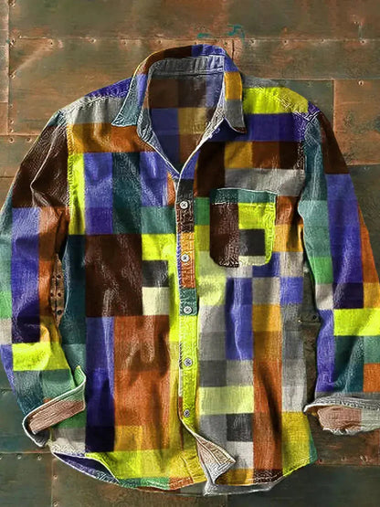 Massimo | Men’s Long Sleeve Patchwork Utility Shirt