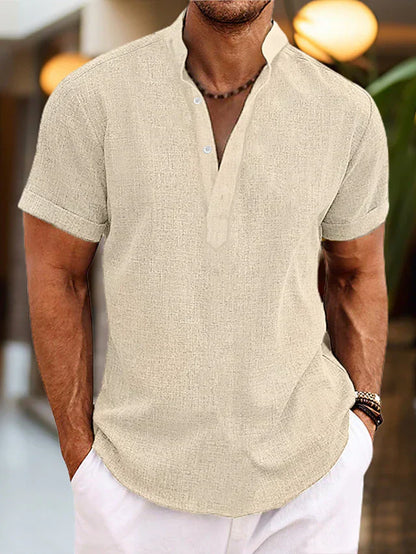 Donato | Men’s Summer Henley Short Sleeve Shirt