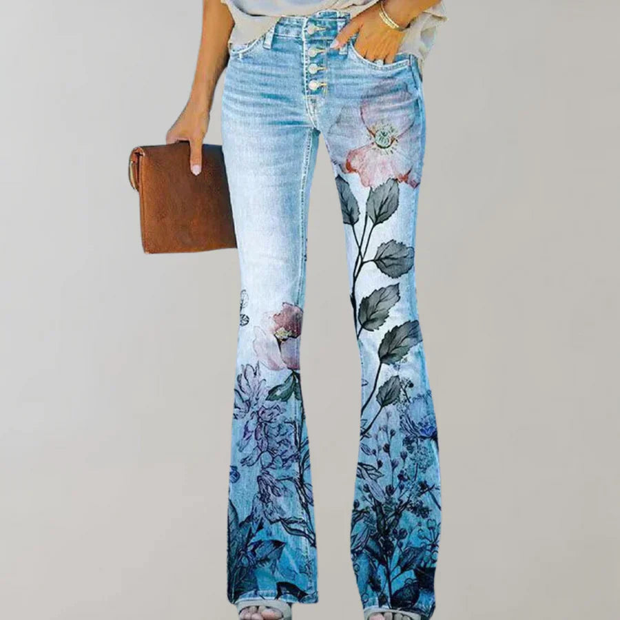 Luciana - Women's Breathable Flared Floral Summer Jeans