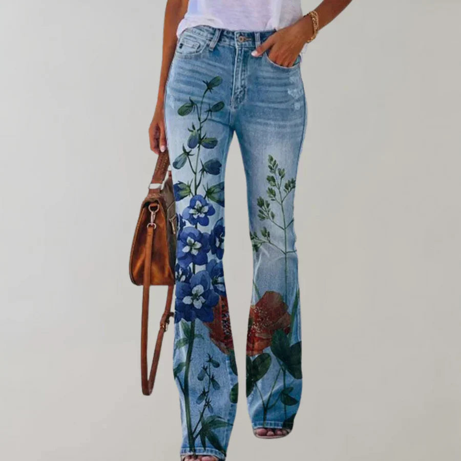 Luciana - Women's Breathable Flared Floral Summer Jeans