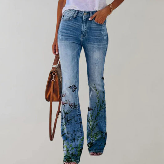 Luciana - Women's Breathable Flared Floral Summer Jeans