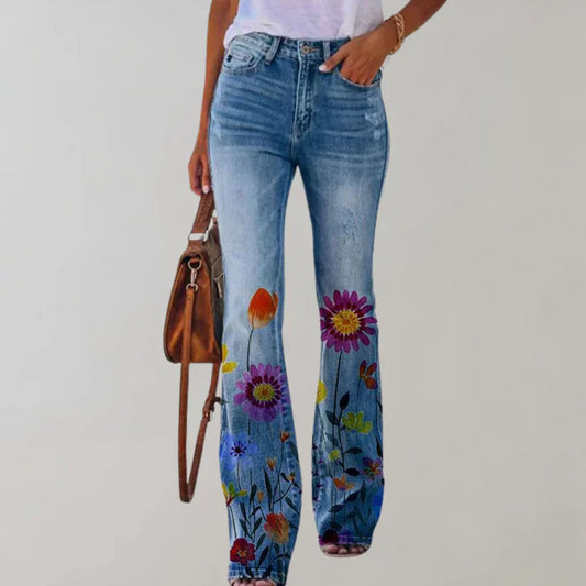 Luciana - Women's Breathable Flared Floral Summer Jeans